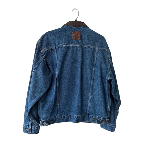 Vintage 90s Marlboro Country Denim Jacket With Leather Collar - Picture 3 of 13